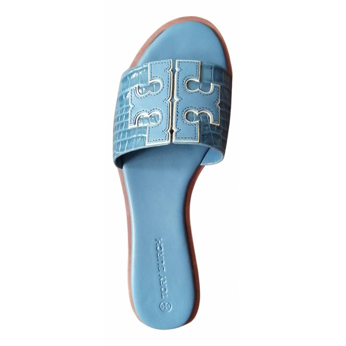 Leather mules Tory Burch Blue size  EU in Leather - 17835630