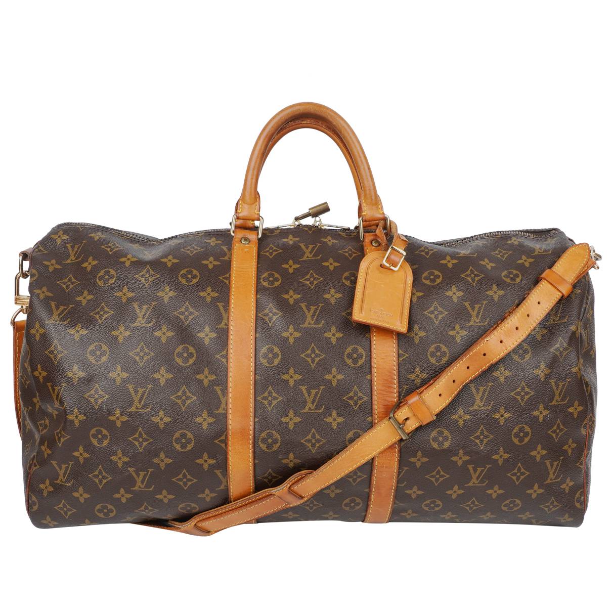 Keepall cloth travel bag Louis Vuitton Brown in Cloth - 29738289