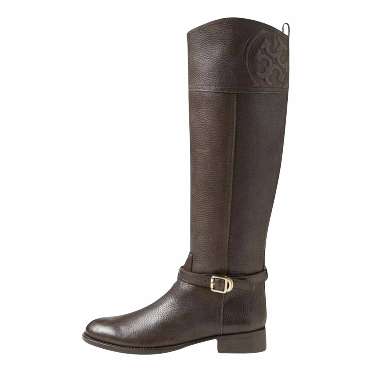 Leather riding boots Tory Burch Brown size  US in Leather - 29475232