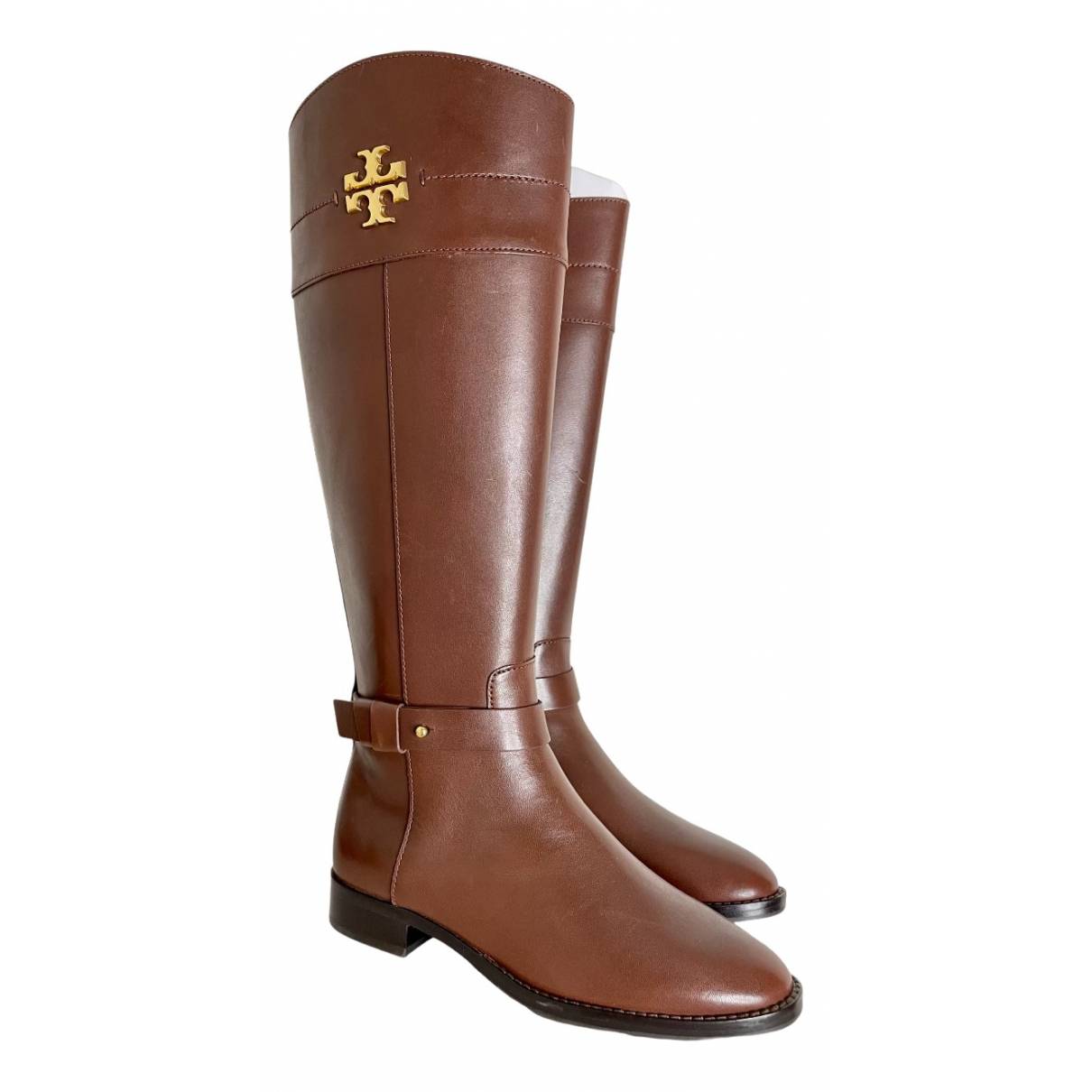Leather riding boots Tory Burch Brown size  US in Leather - 29935674