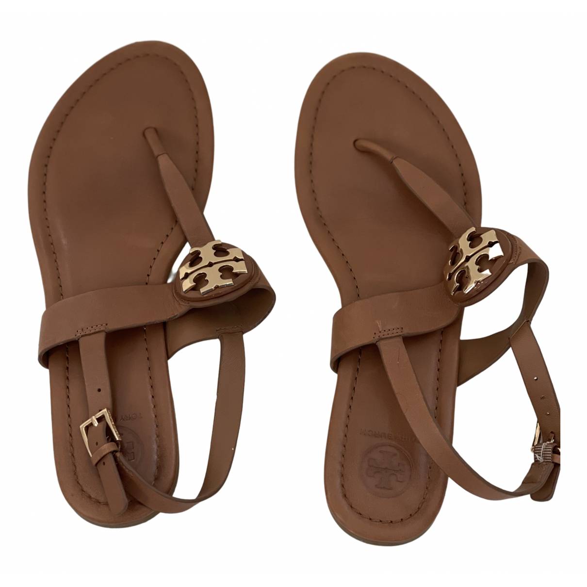 Leather sandal Tory Burch Brown size  US in Leather - 28693214