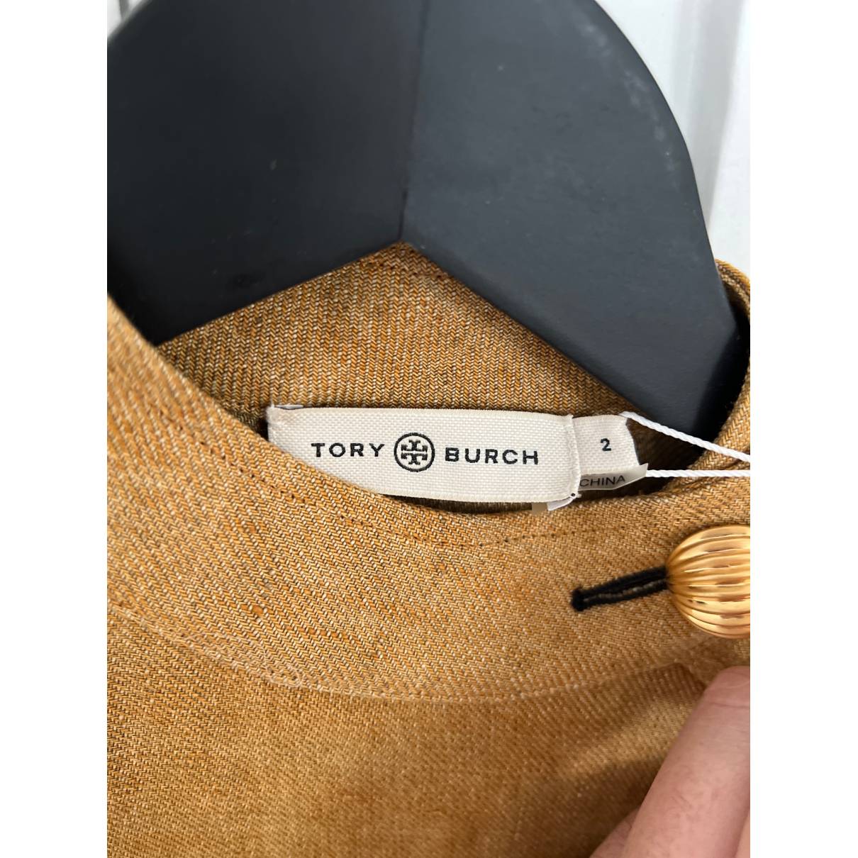 Linen mid-length dress Tory Burch Brown size 2 UK in Linen - 30765869