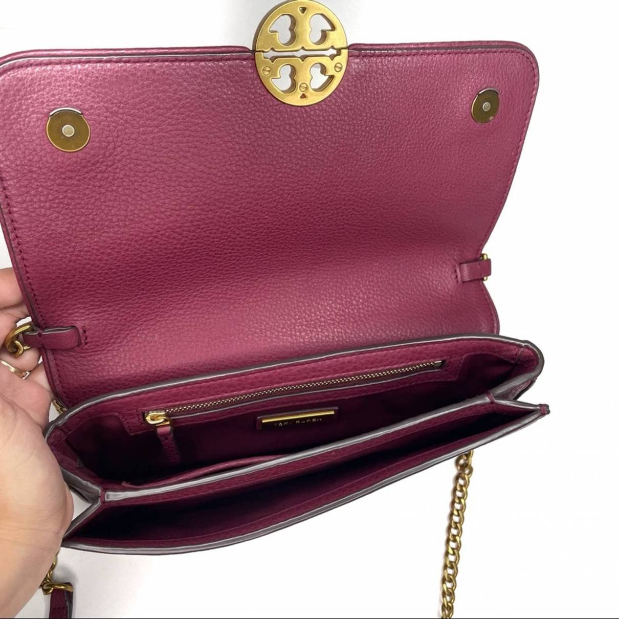 Leather handbag Tory Burch Burgundy in Leather - 26205114