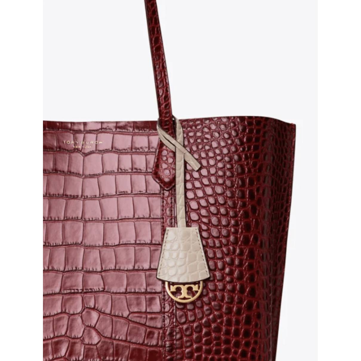 Leather tote Tory Burch Burgundy in Leather - 29897791