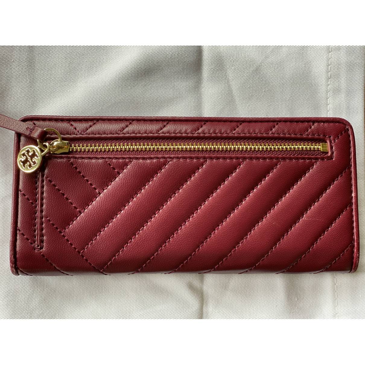 Leather wallet Tory Burch Burgundy in Leather - 26050066