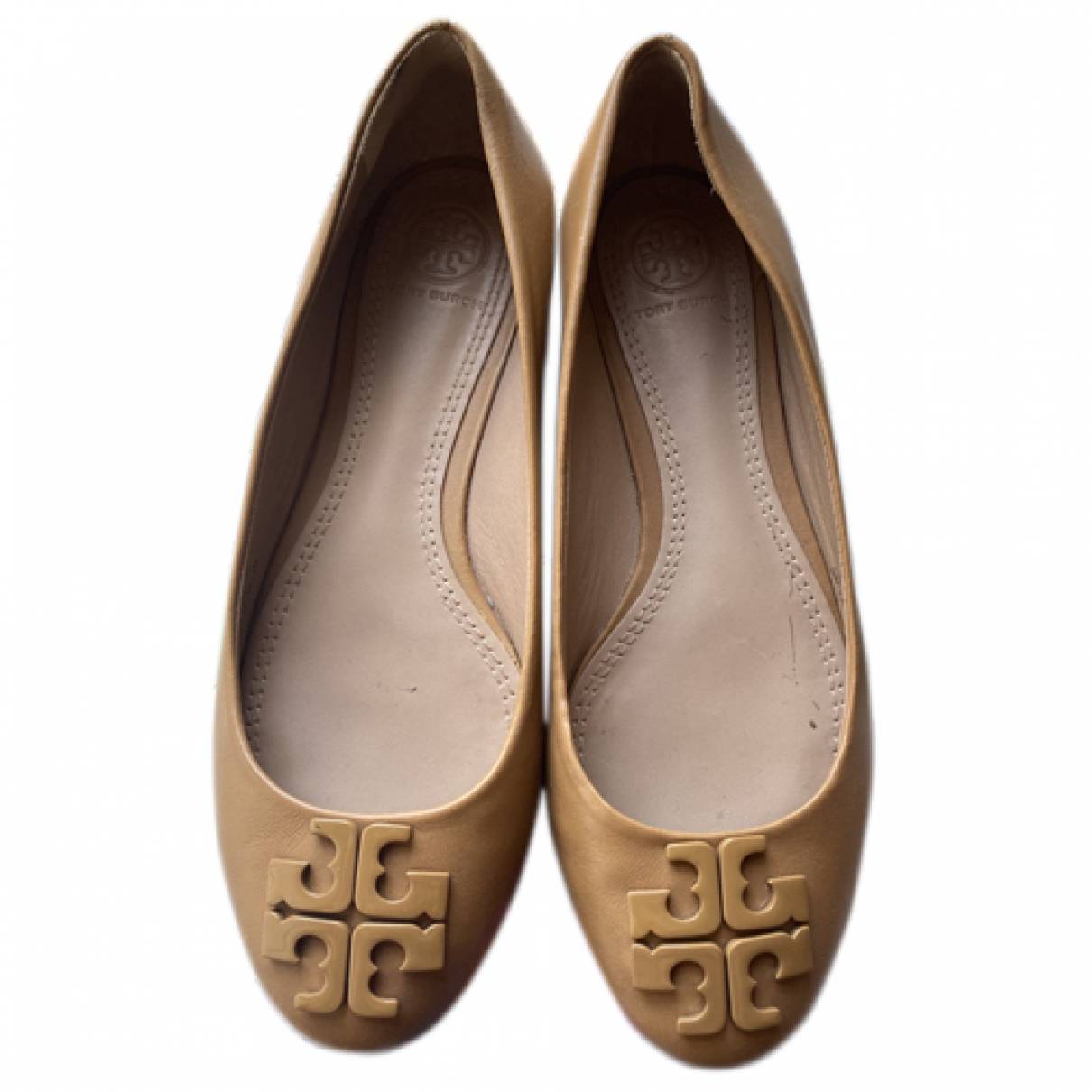 Leather ballet flats Tory Burch Camel size 6 US in Leather - 25520583