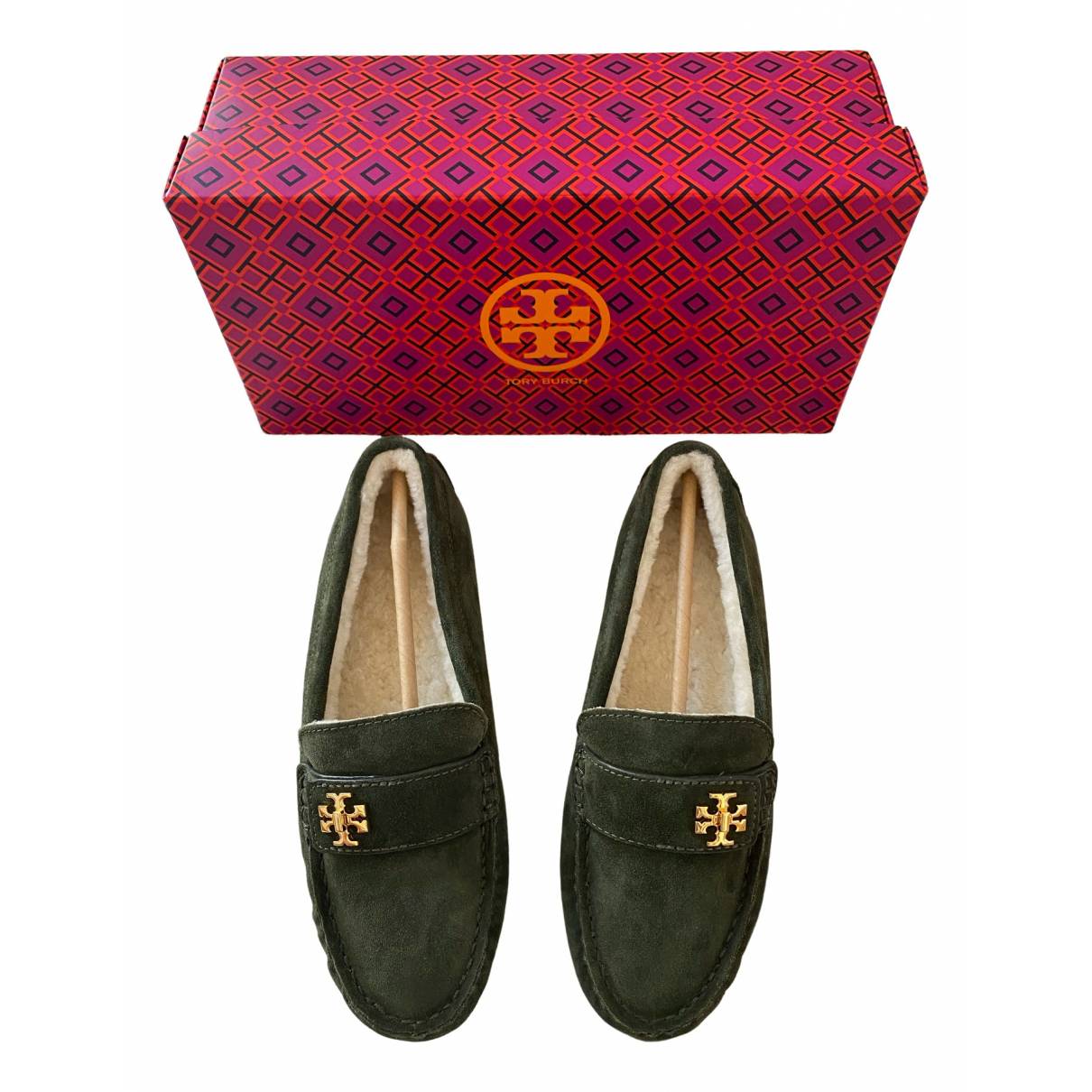 Leather flats Tory Burch Green size 36 EU in Leather - 19076618