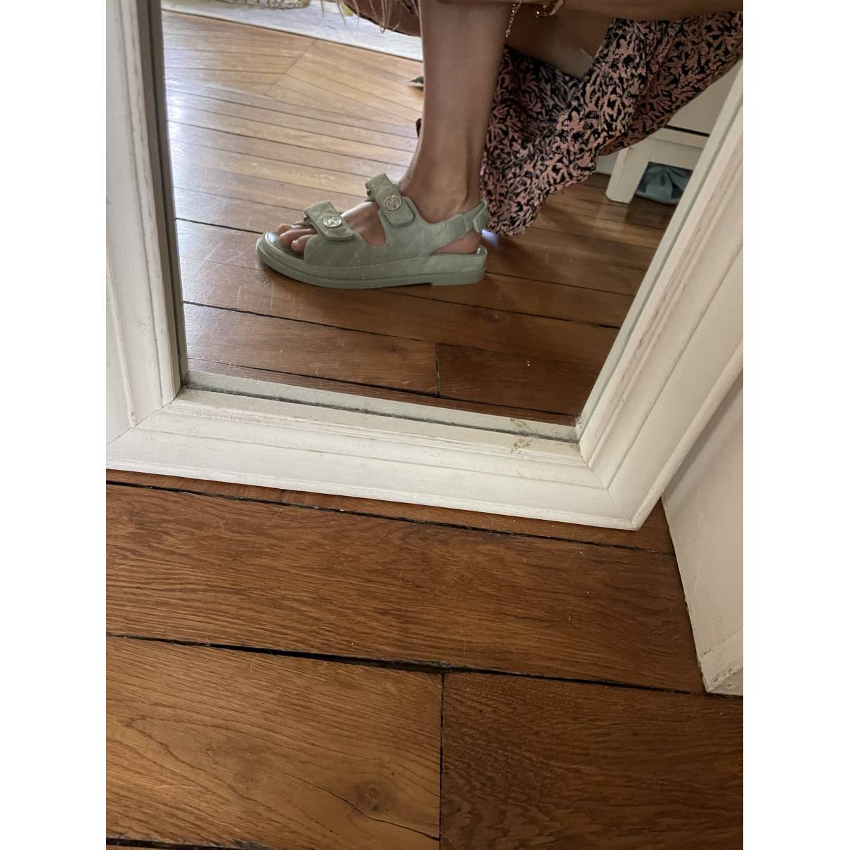 Dad sandals sandals Chanel Green size 39 EU in Suede - 23799834