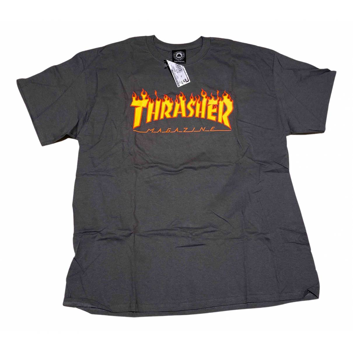 Grey cotton t-shirt Thrasher Magazine Grey size XL International in Cotton  - 13160675