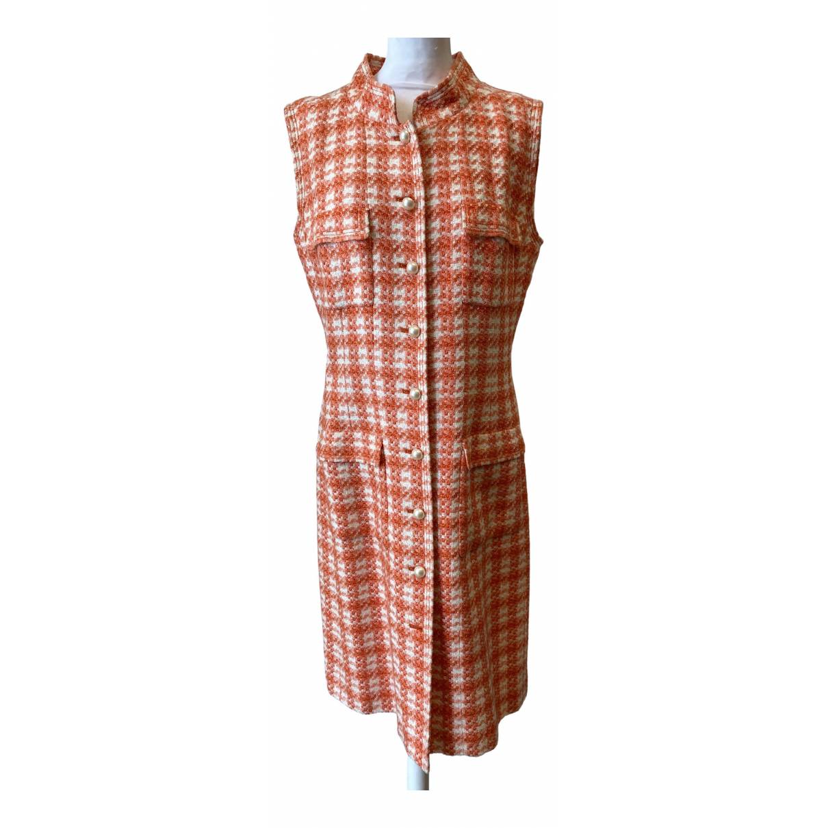 Tweed mid-length dress Chanel Orange size 44 FR in Tweed - 22962149