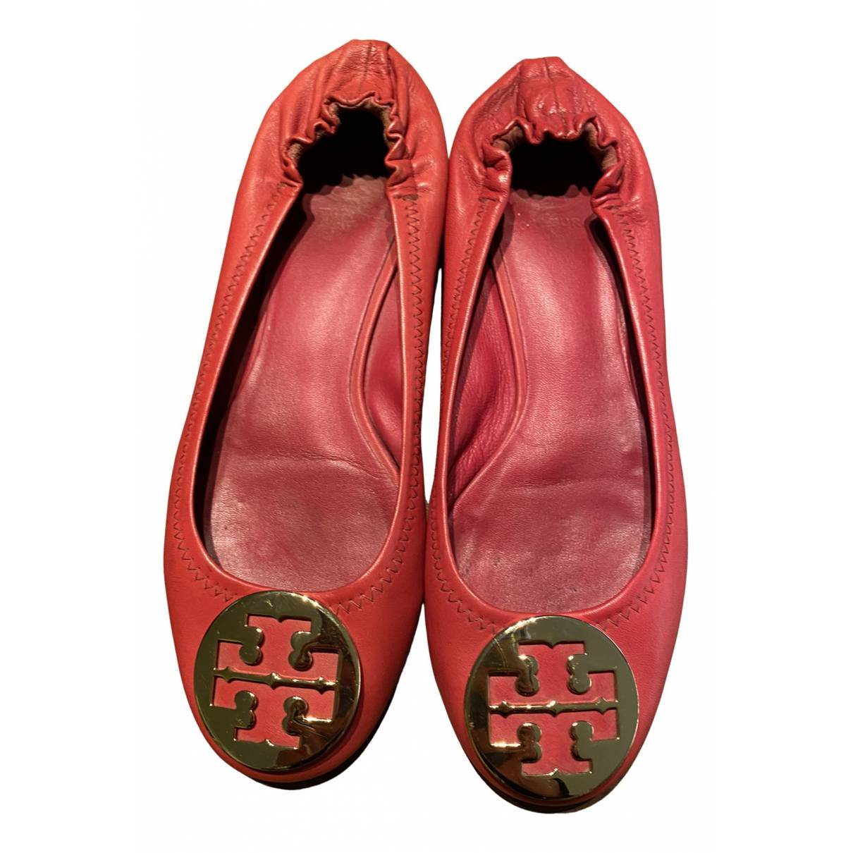 Leather ballet flats Tory Burch Pink size  EU in Leather - 21789863