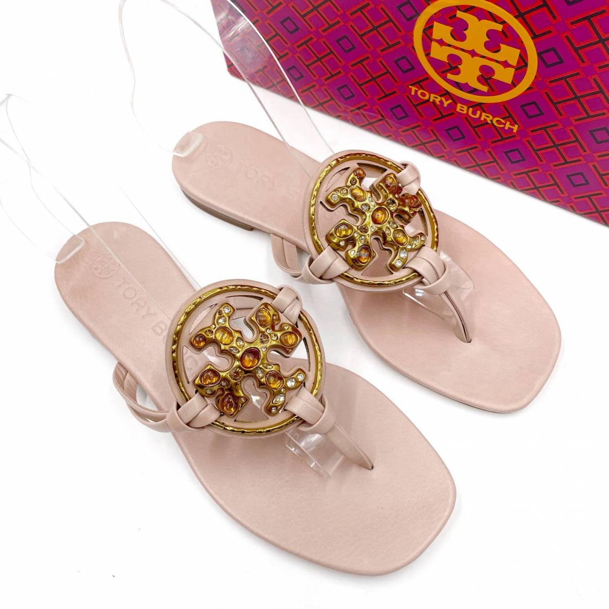 Leather sandals Tory Burch Pink size  US in Leather - 26304624