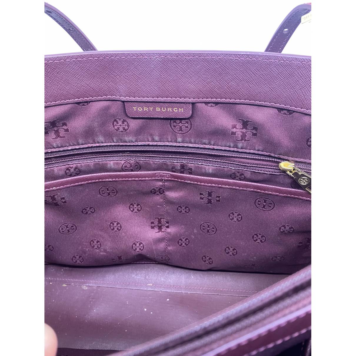Leather tote Tory Burch Purple in Leather - 27415258