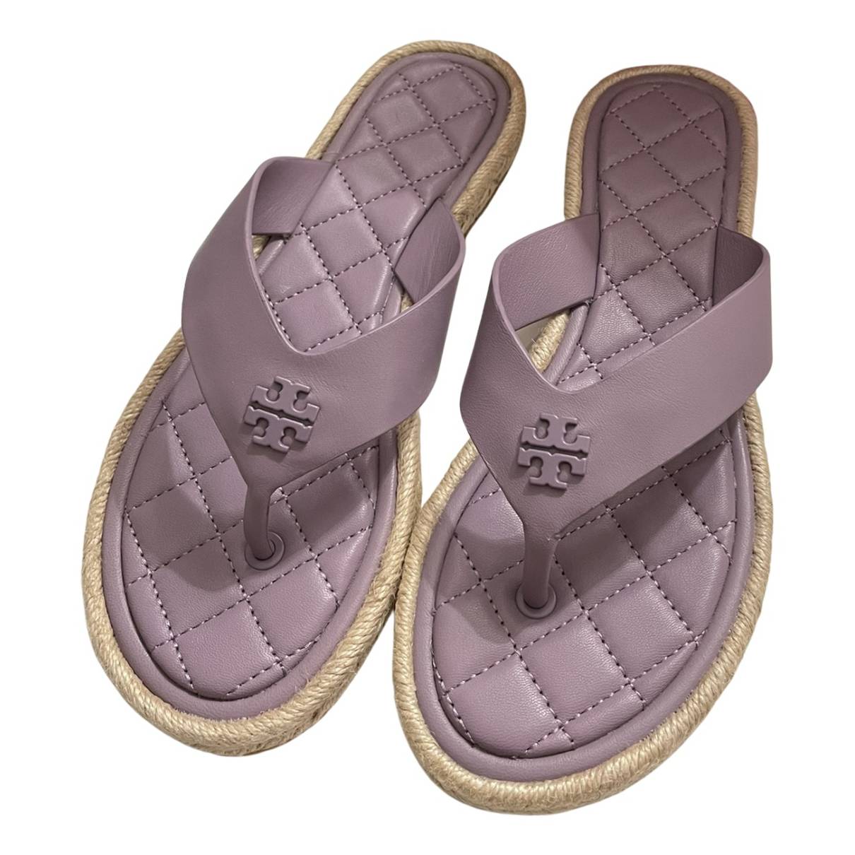 Leather flip flops Tory Burch Purple size 8 US in Leather - 30631539