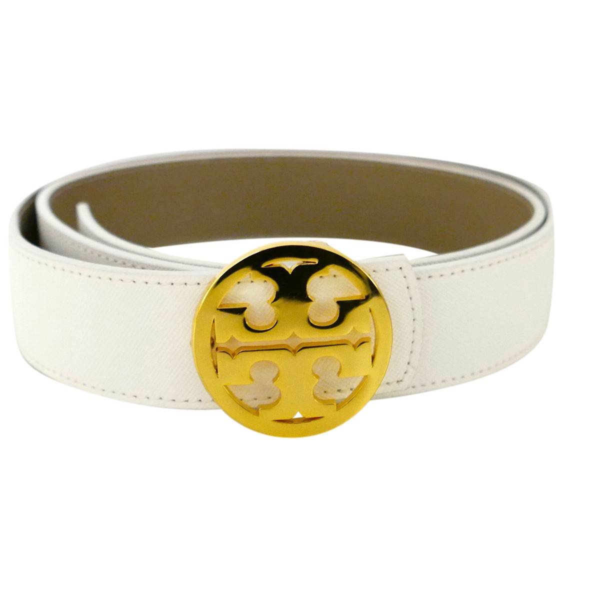 Leather belt Tory Burch White size L International in Leather - 19948256