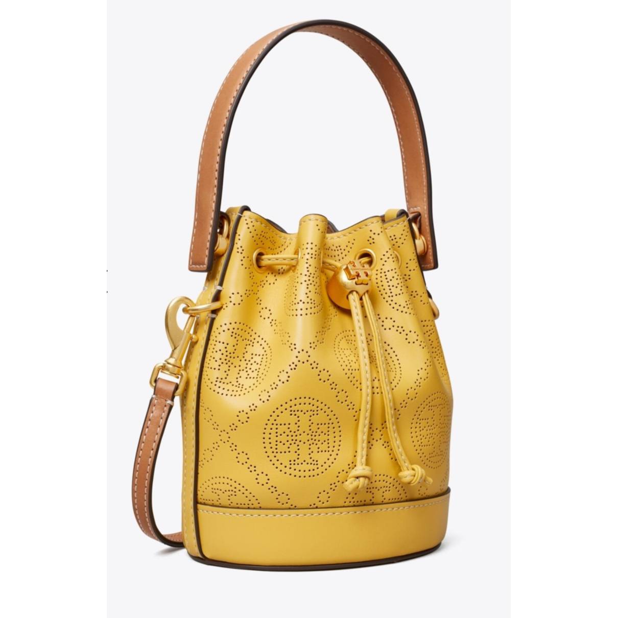 Leather handbag Tory Burch Yellow in Leather - 31584453