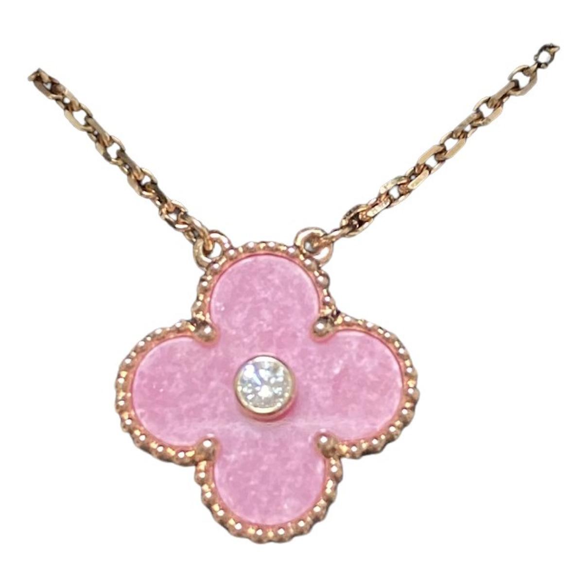 Vintage Alhambra pink gold necklace Van Cleef & Arpels