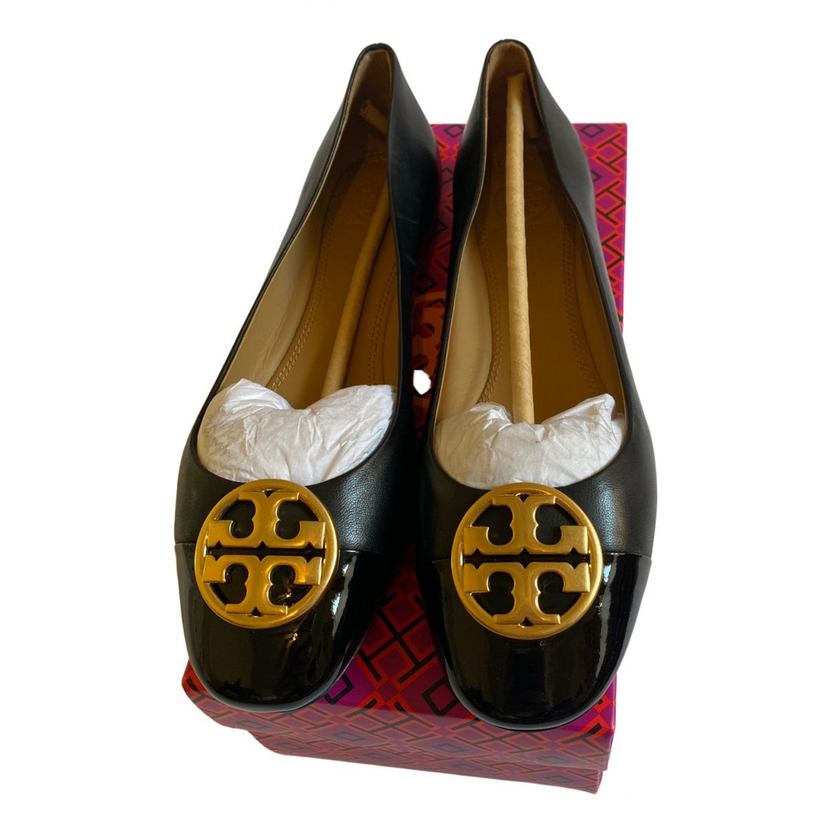 Leather ballet flats Tory Burch Black size 7 US in Leather - 23205026