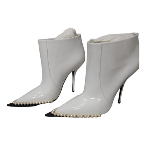 Dolce & Gabbana Leder Stiefelette in Weiß Damen Schuhe Stiefel Stiefeletten 