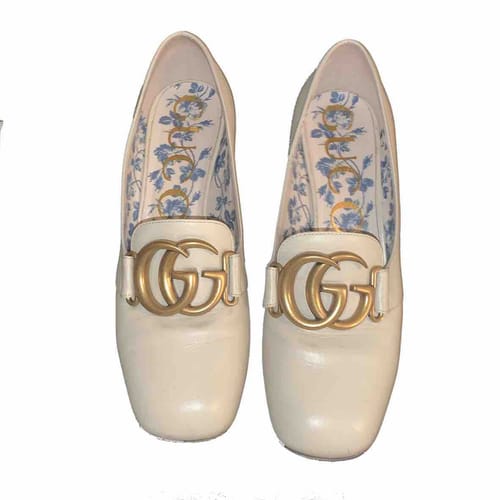 Malaga leather heels Gucci White IT in Leather - 10037684