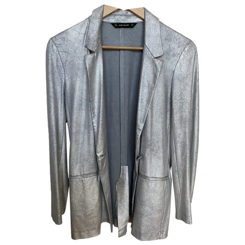 Silver synthetic jacket Zara Silver size M International in Synthetic ...