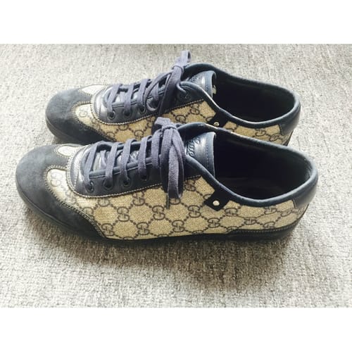 Leather low trainers Gucci Blue size 42.5 EU in Leather - 3876513