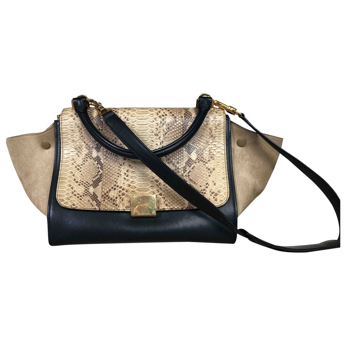 Trapèze leather handbag