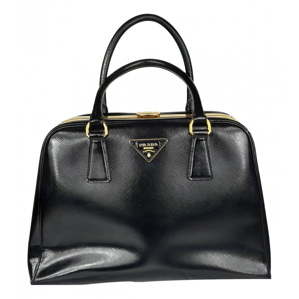 Pyramid leather handbag