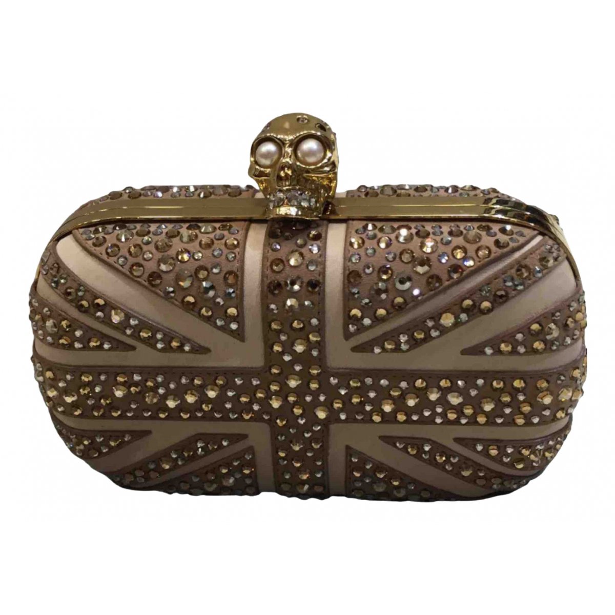 Skull leather clutch bag