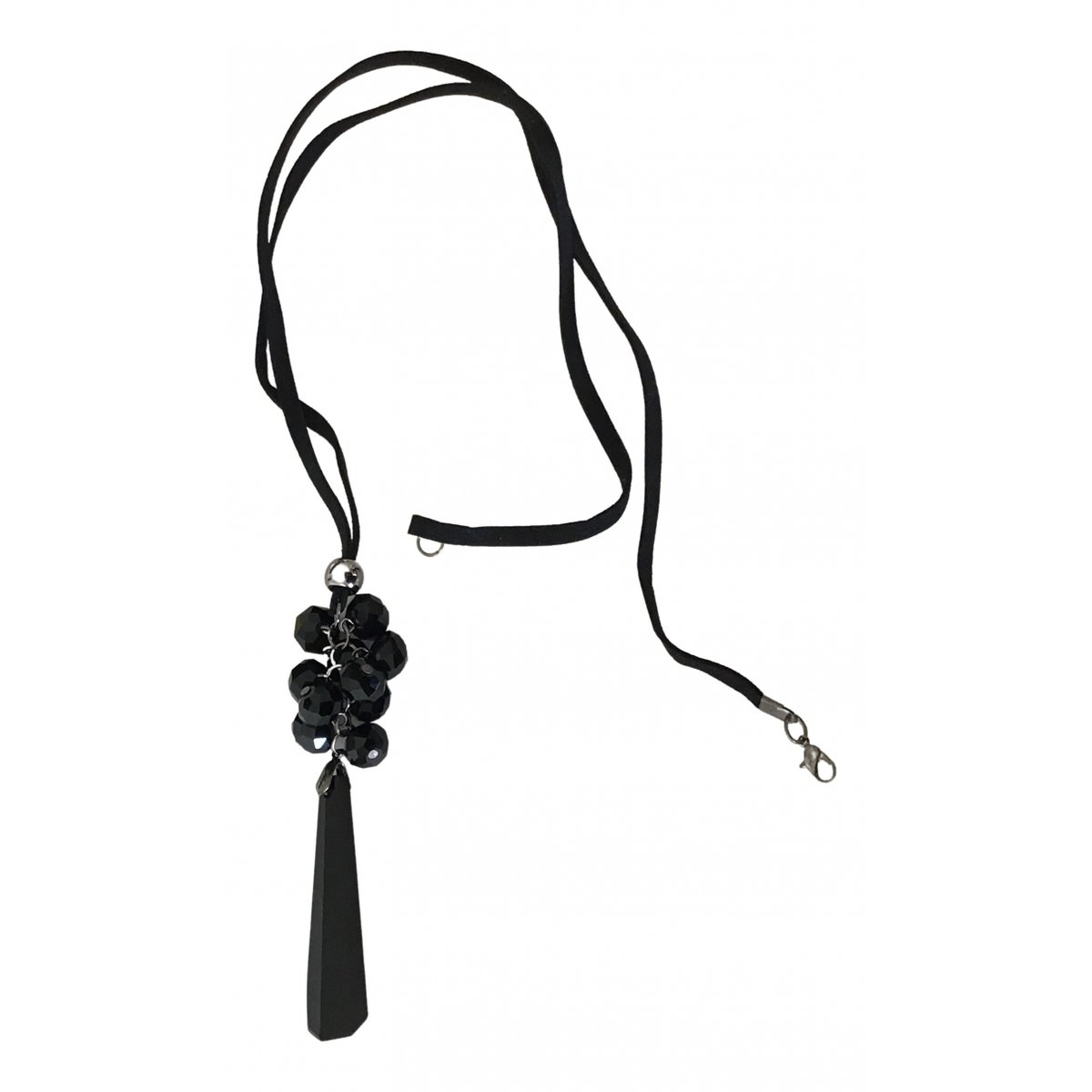Onyx crystal long necklace