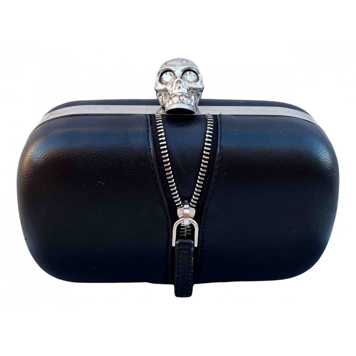 Skull leather clutch bag