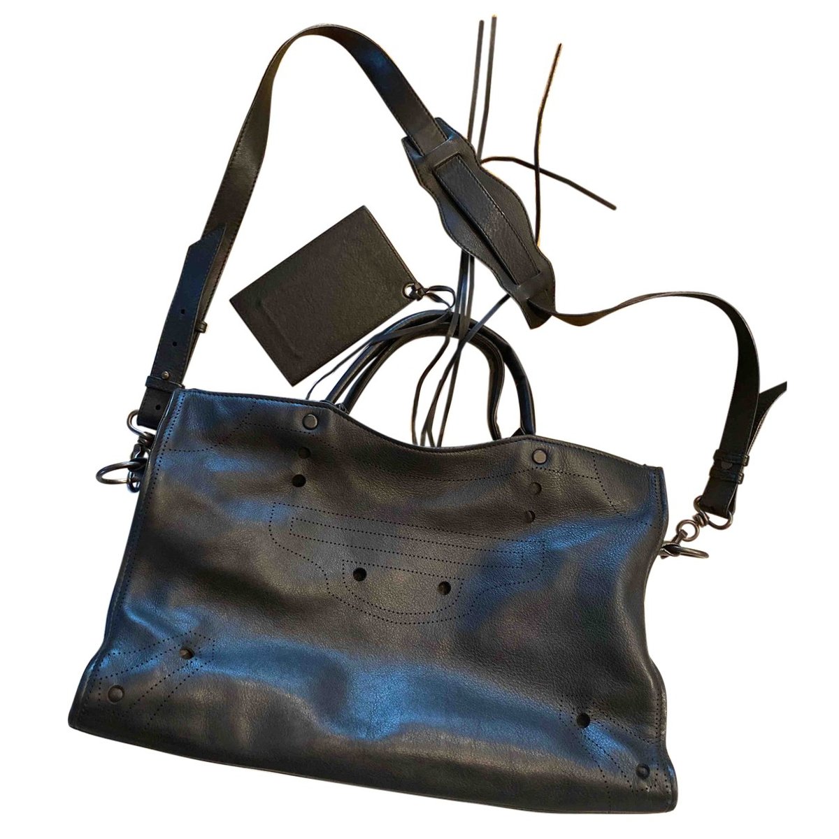 Blackout leather crossbody bag
