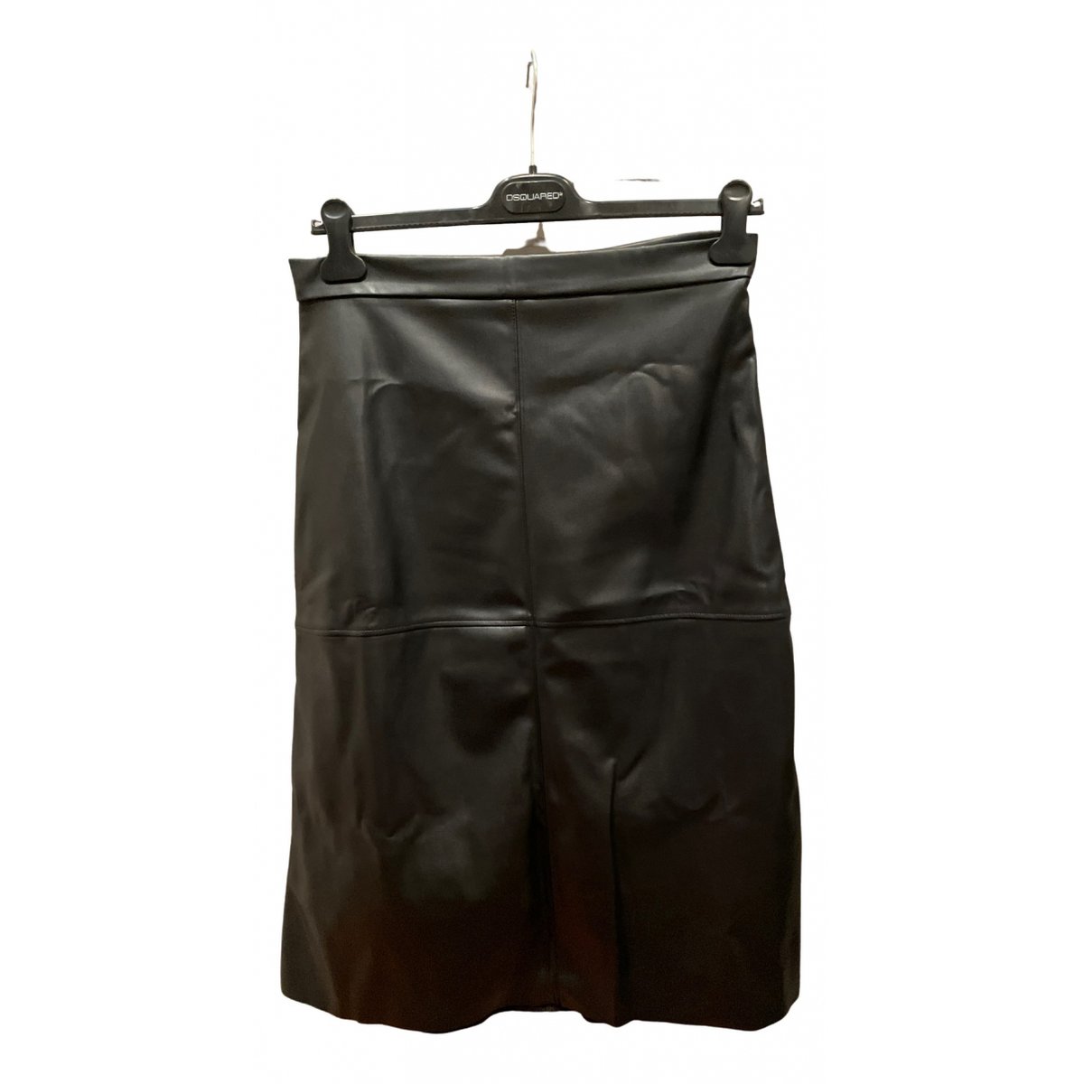 Taille haute vegan leather mid-length skirt