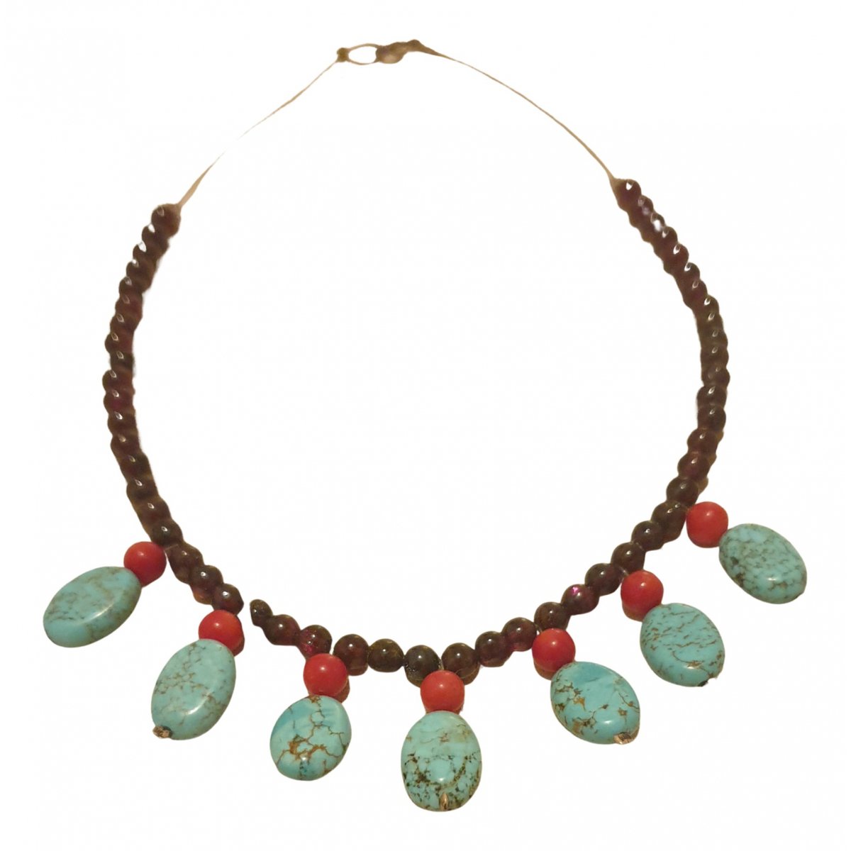 Turquoises silver necklace