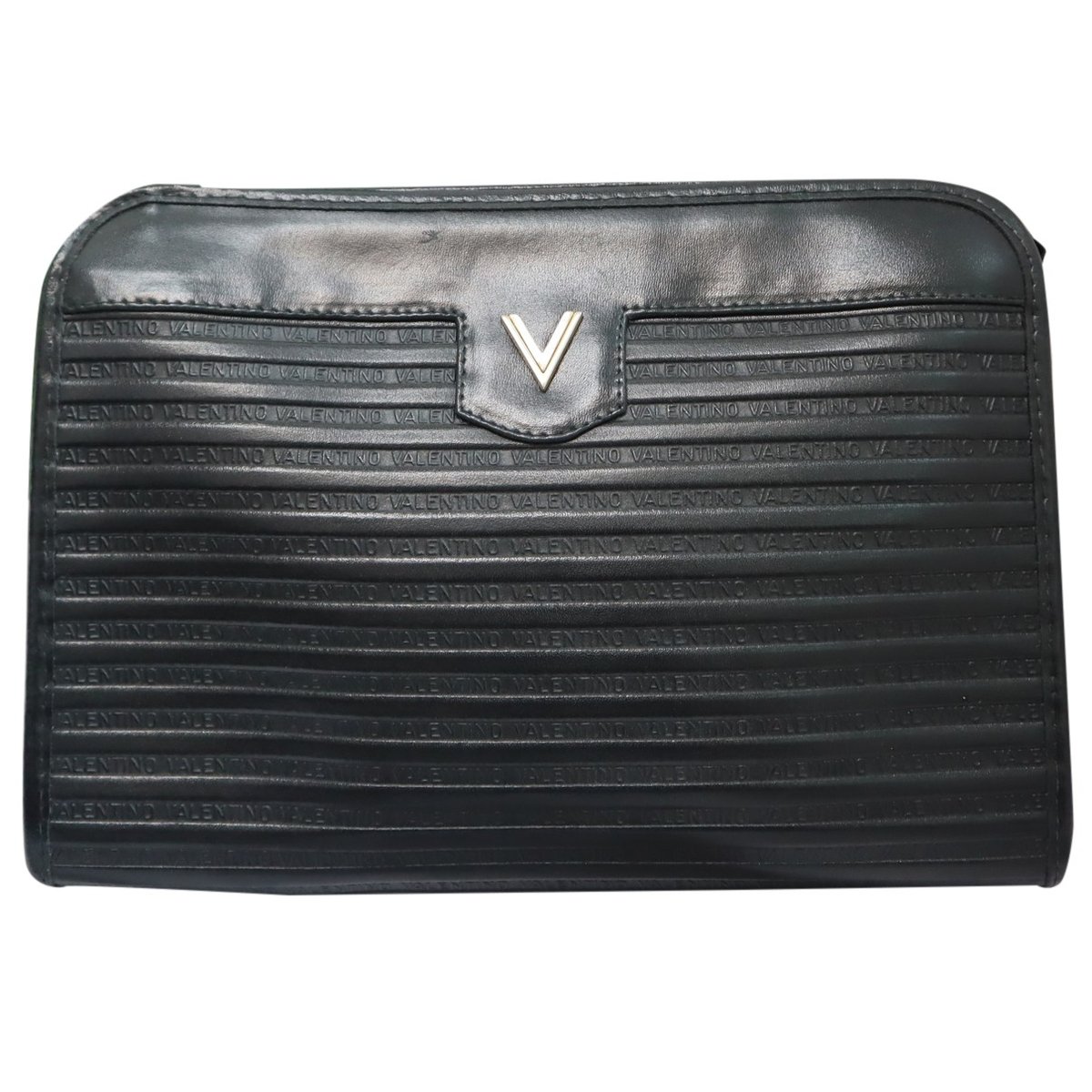 VLogo leather clutch bag