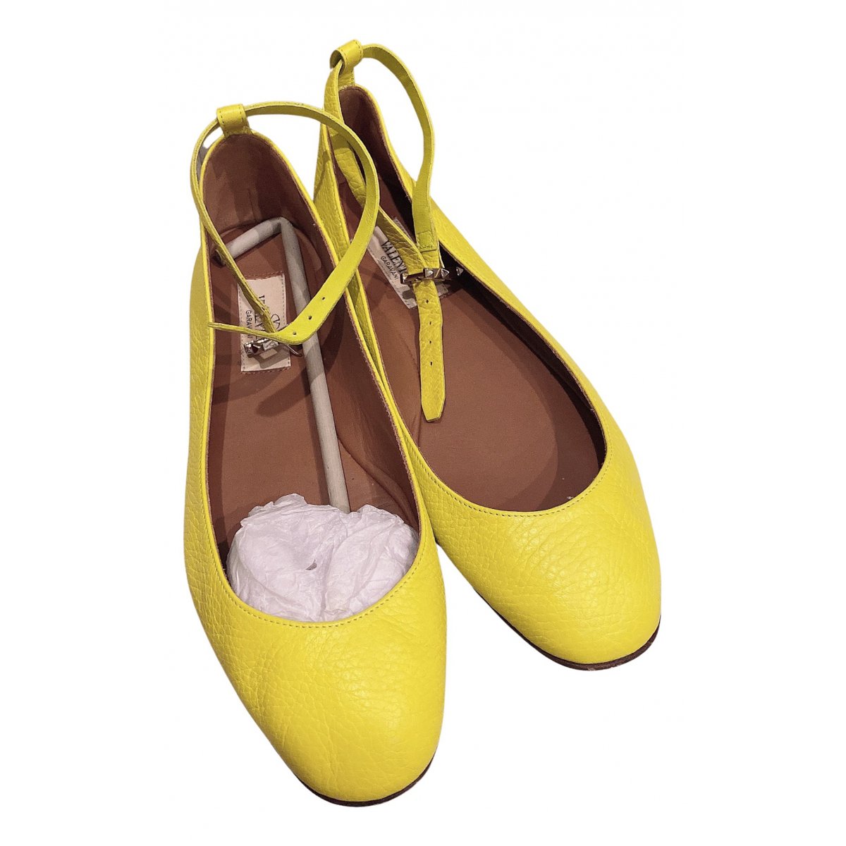 Rockstud leather ballet flats