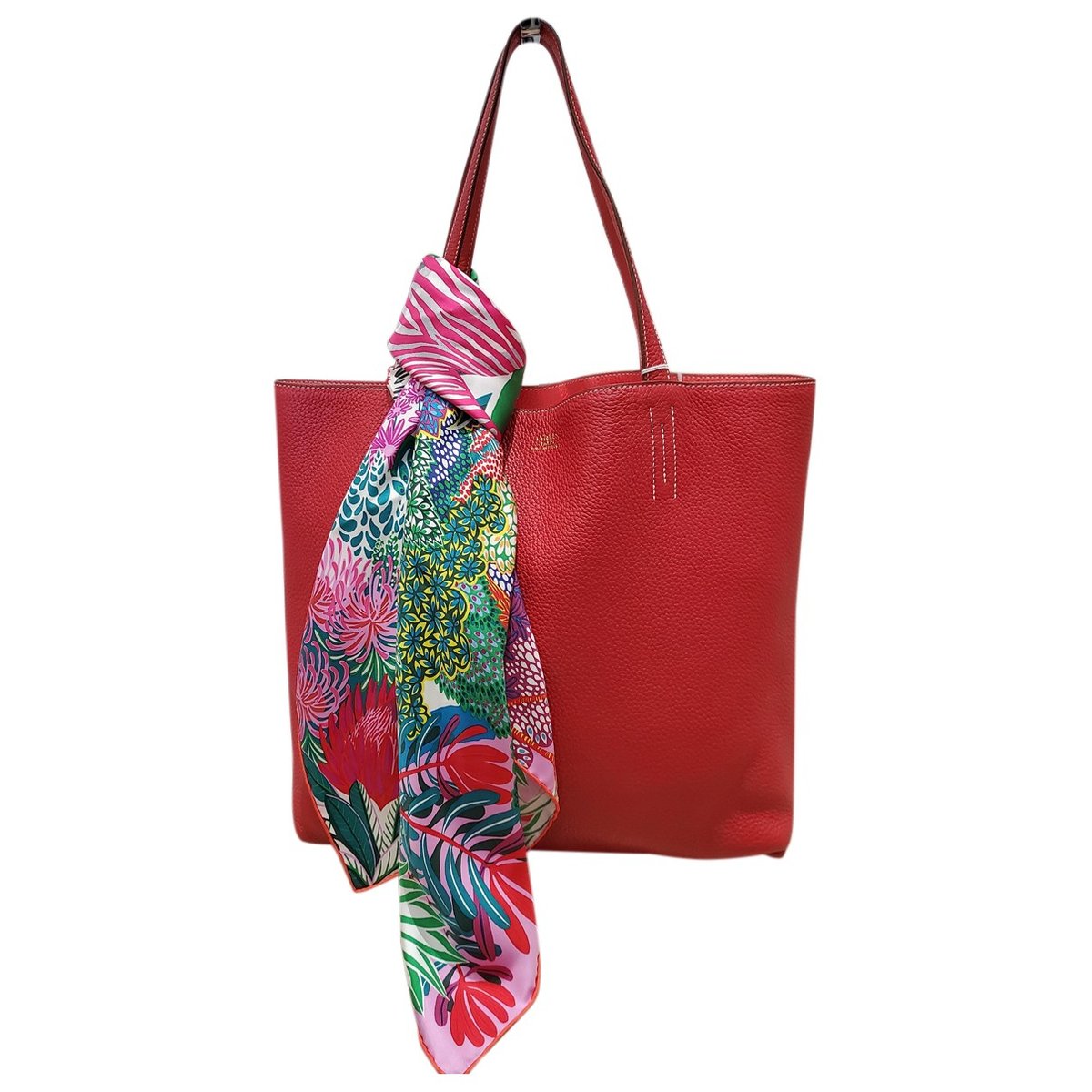 Double sens leather handbag