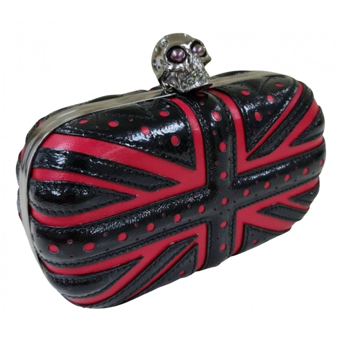 Skull leather clutch bag