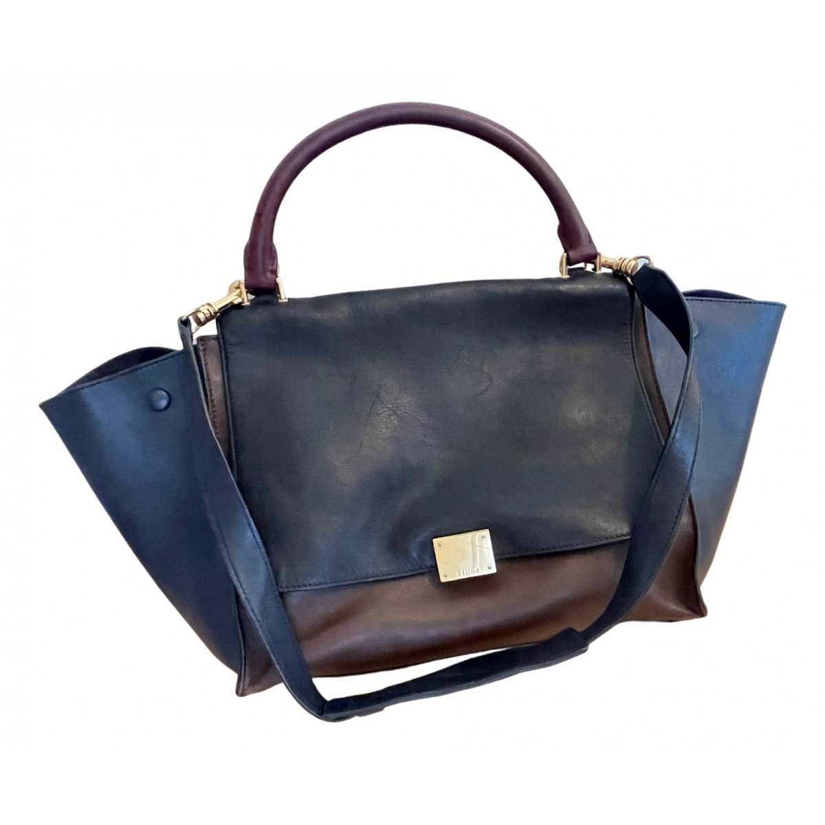 Trapèze leather handbag