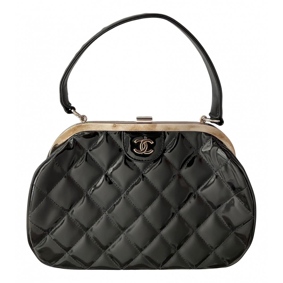 Trendy CC patent leather handbag