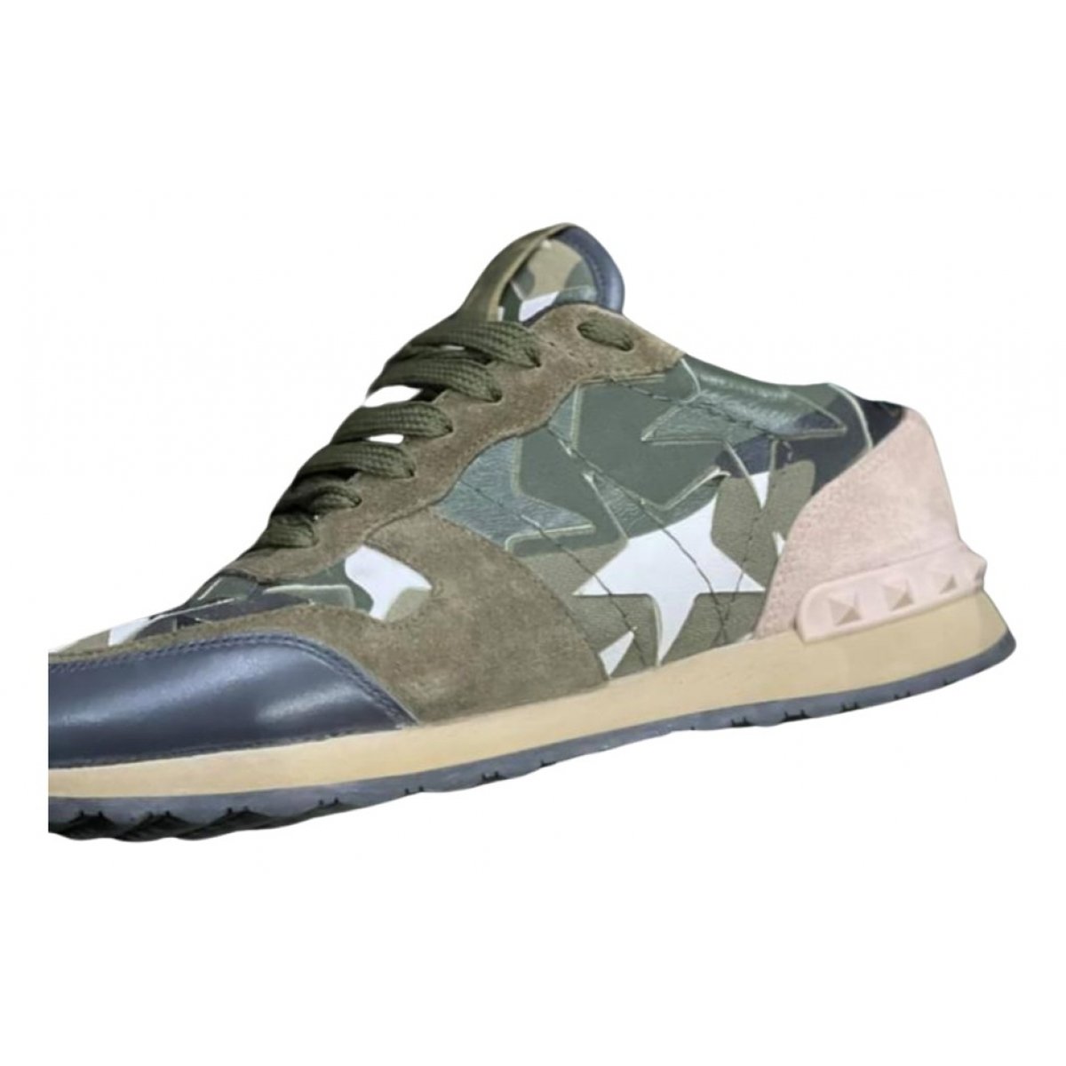 Rockstud leather trainers