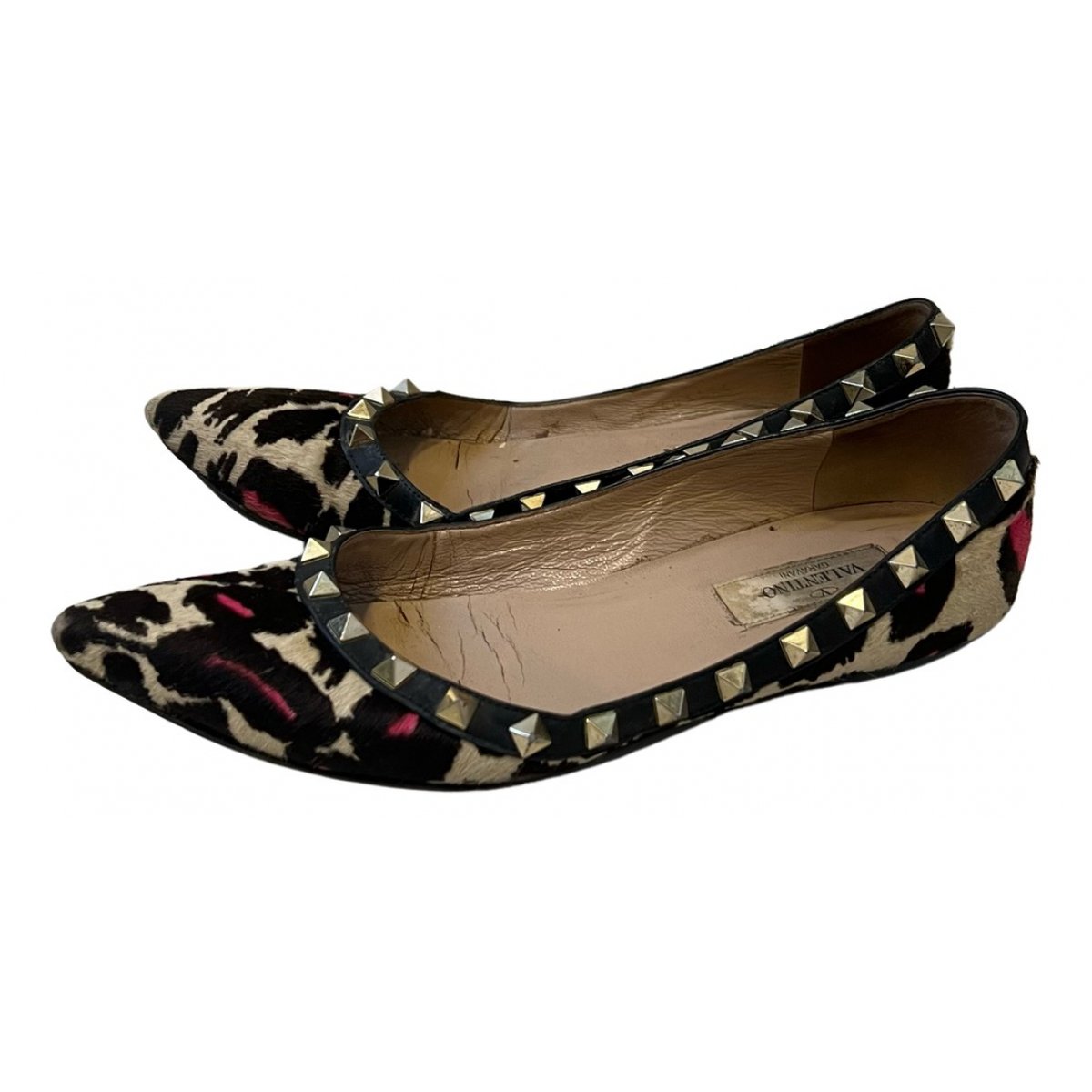 Rockstud pony-style calfskin ballet flats