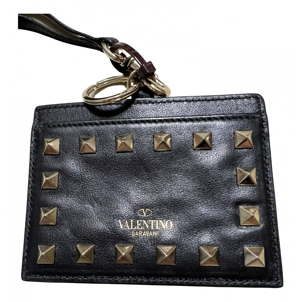 Rockstud leather key ring
