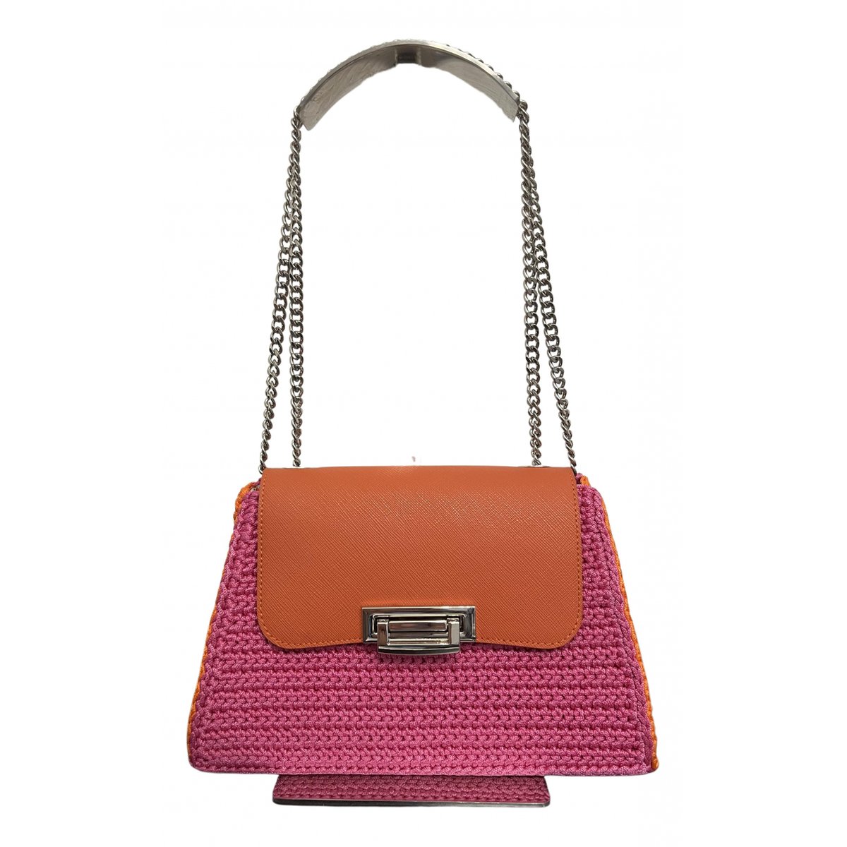 Crochet leather crossbody bag