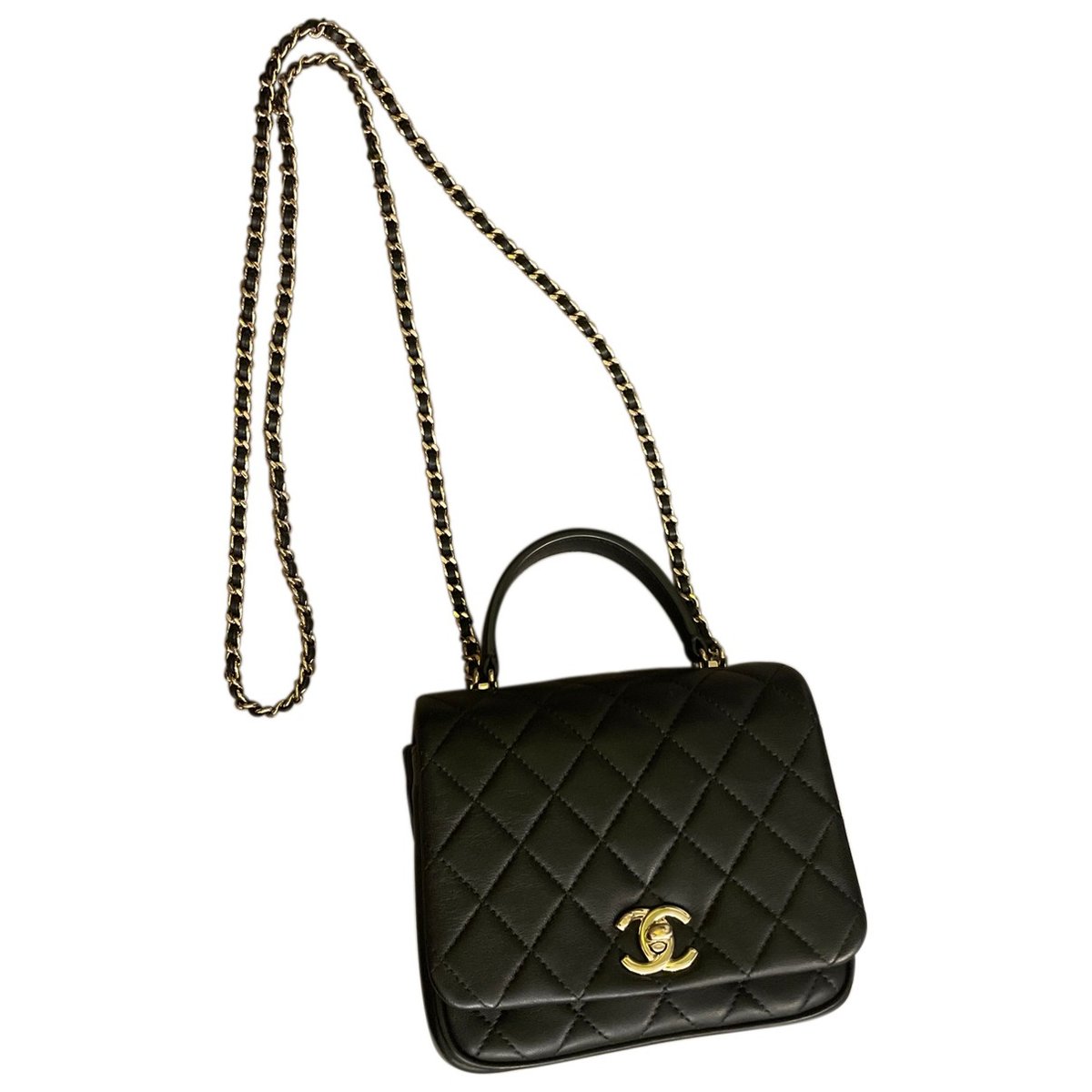 Trendy CC Top Handle leather handbag