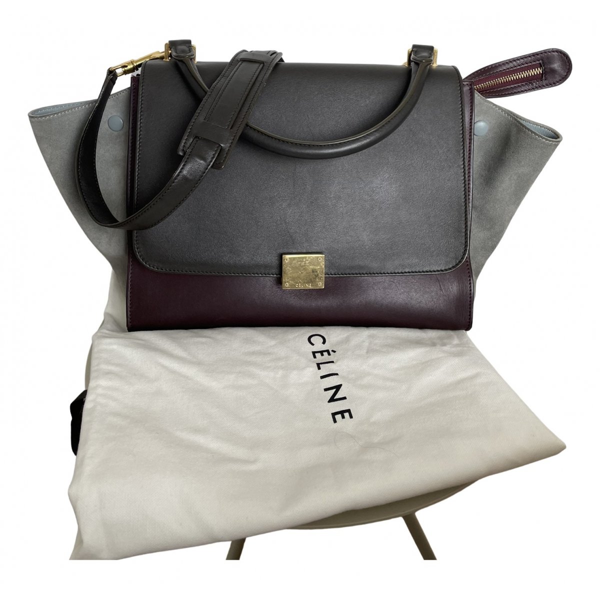 Trapèze leather handbag