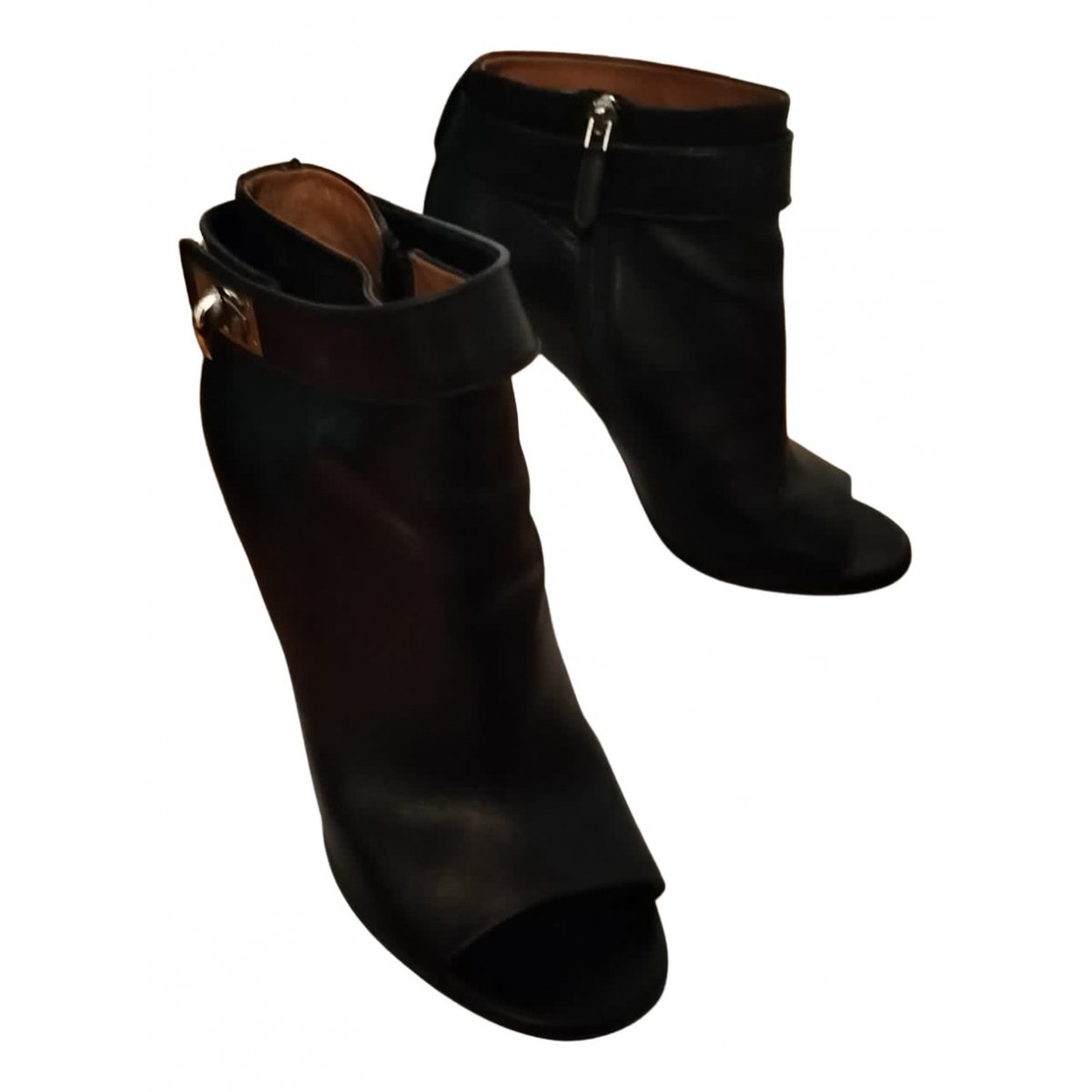 Shark leather open toe boots