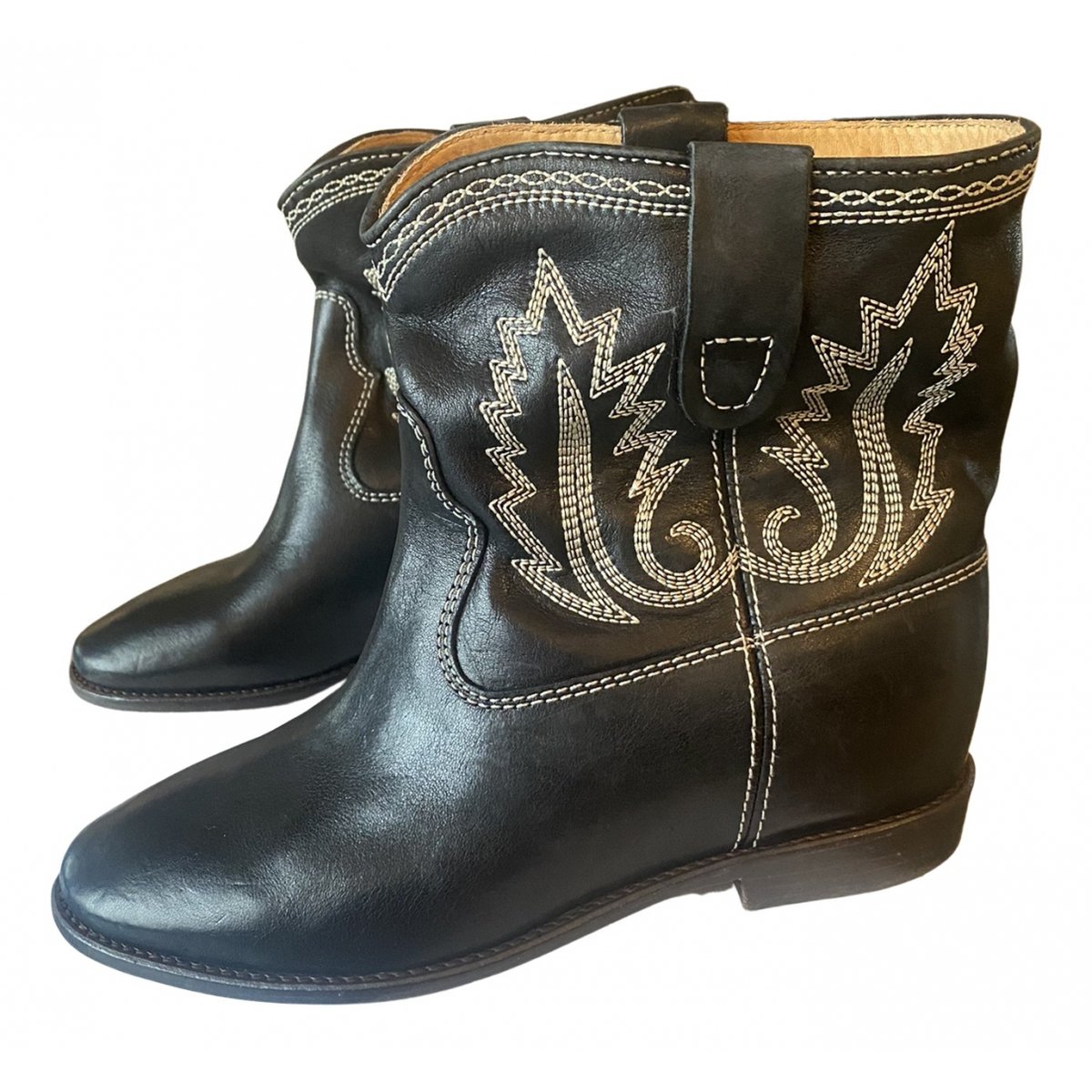 Cluster leather ankle boots
