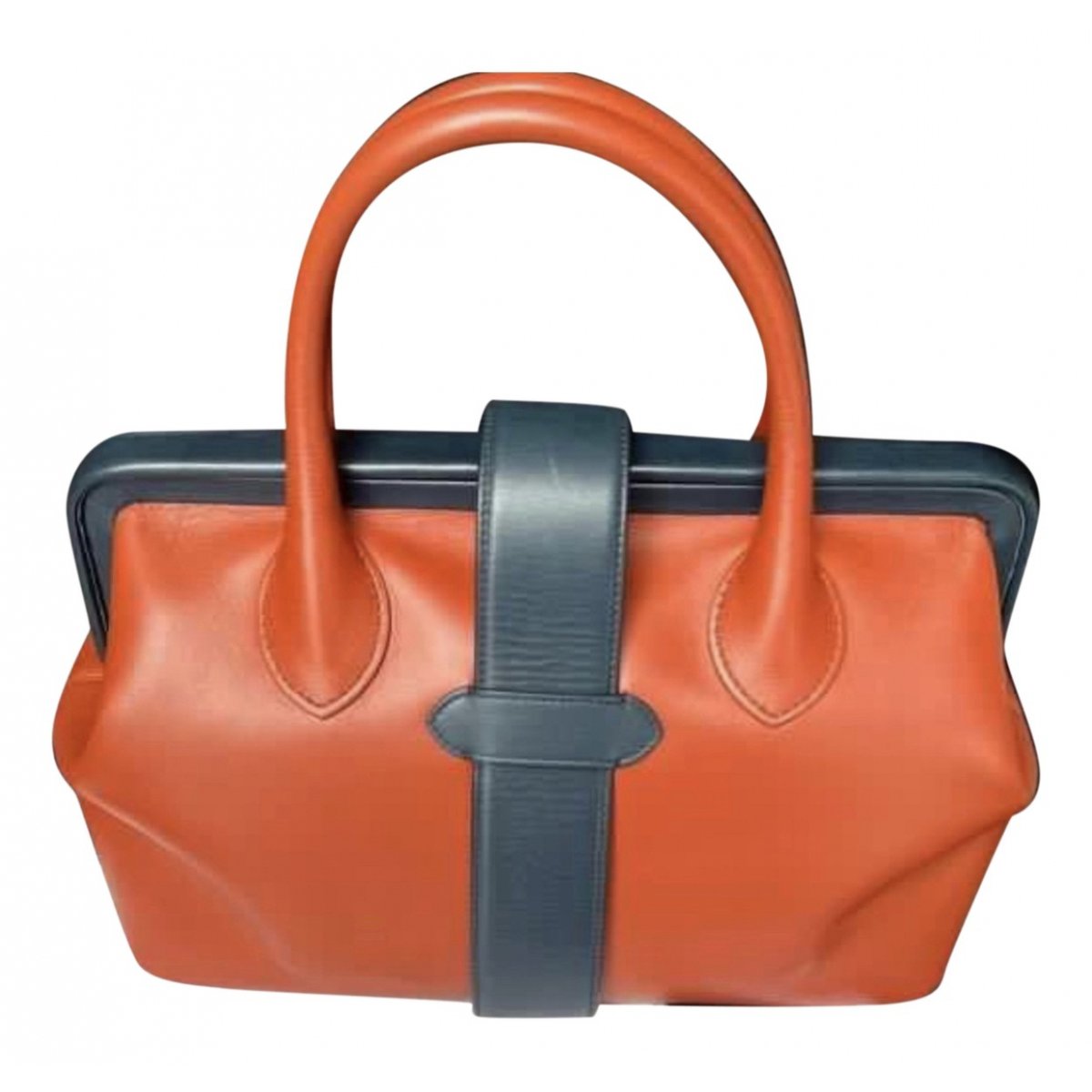 Frame leather handbag
