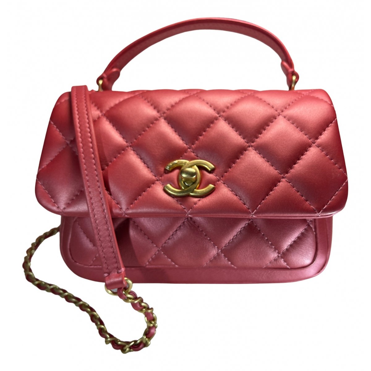 Trendy CC Top Handle leather handbag